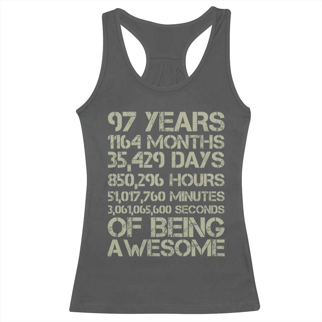 Vintage 97th Milestone Birthday Racerback Tank Top 97 Years Of Being Awesome