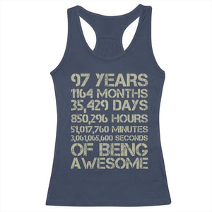 Vintage 97th Milestone Birthday Racerback Tank Top 97 Years Of Being Awesome
