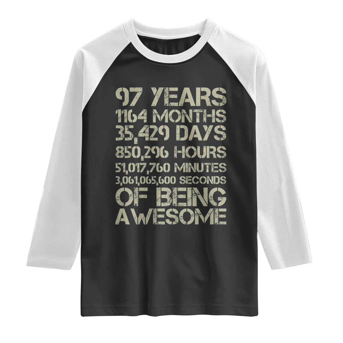 Vintage 97th Milestone Birthday Raglan Shirt 97 Years Of Being Awesome