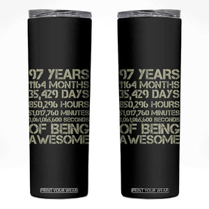 Vintage 97th Milestone Birthday Skinny Tumbler 97 Years Of Being Awesome