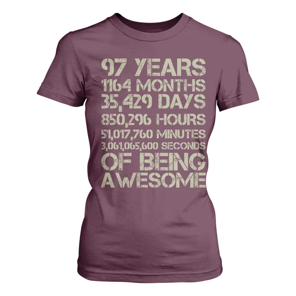 Vintage 97th Milestone Birthday T Shirt For Women 97 Years Of Being Awesome