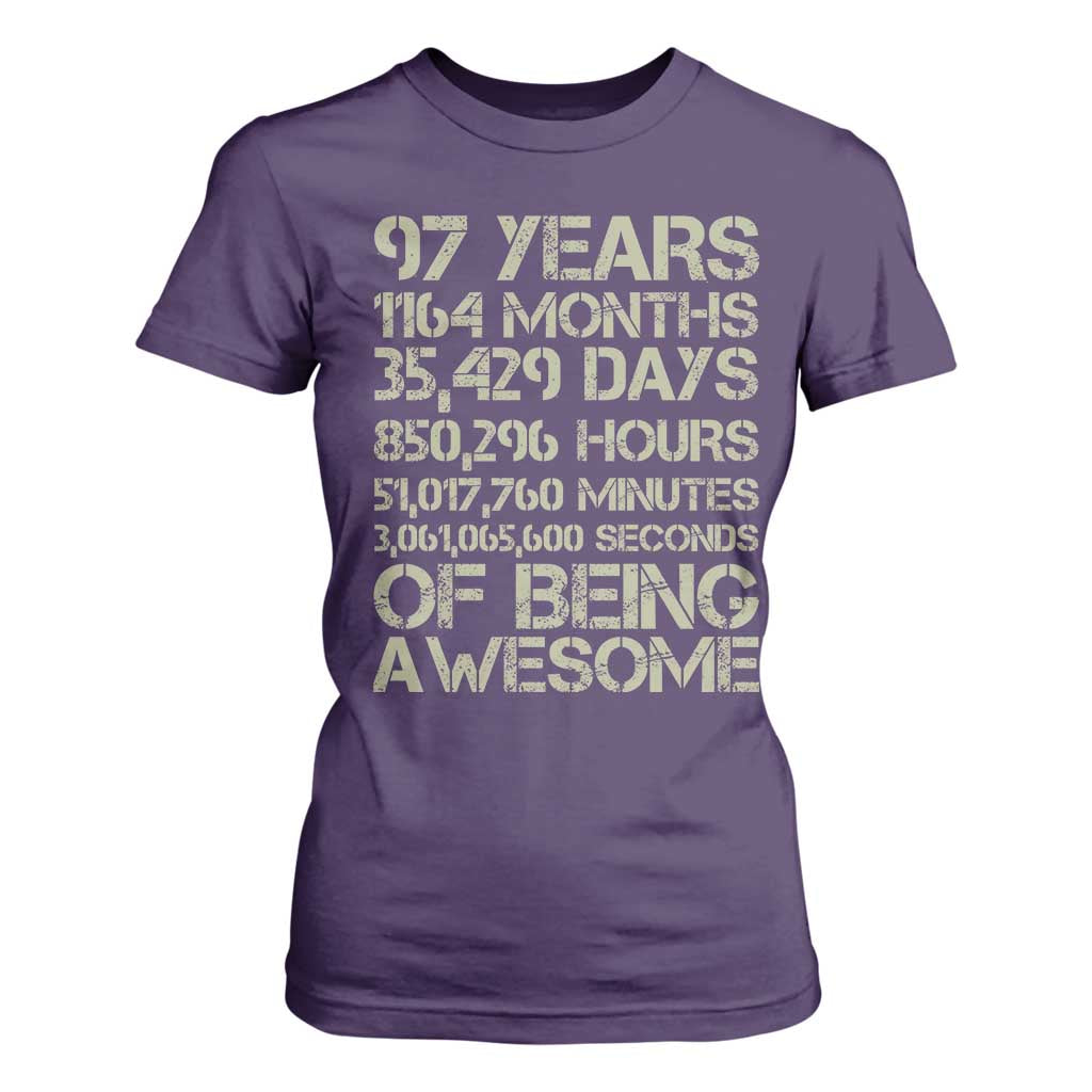 Vintage 97th Milestone Birthday T Shirt For Women 97 Years Of Being Awesome