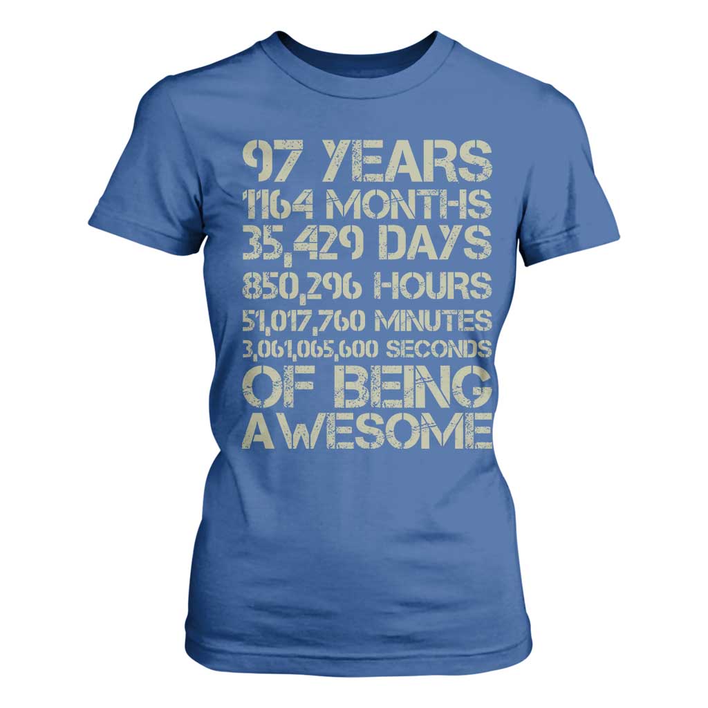 Vintage 97th Milestone Birthday T Shirt For Women 97 Years Of Being Awesome
