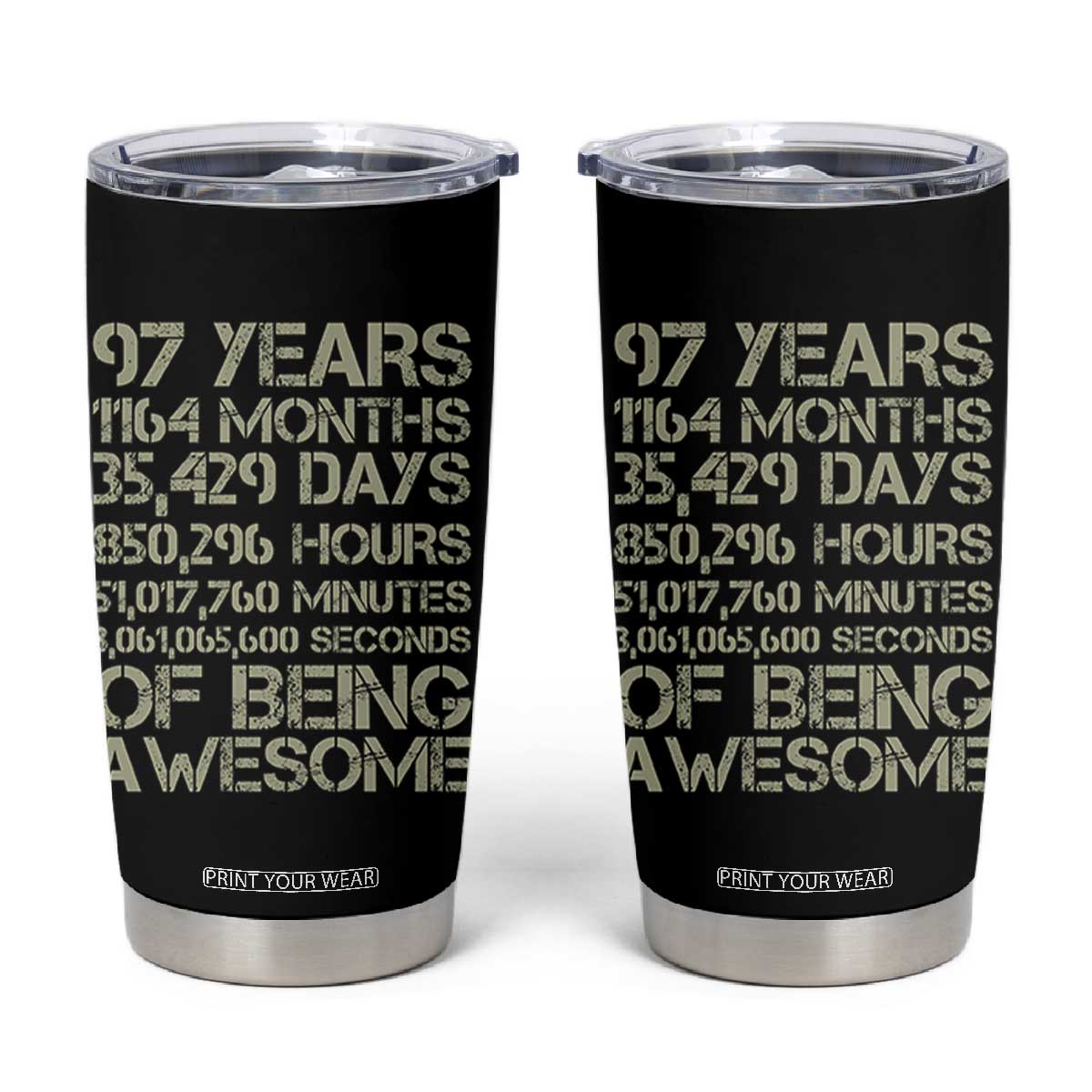 Vintage 97th Milestone Birthday Tumbler Cup 97 Years Of Being Awesome