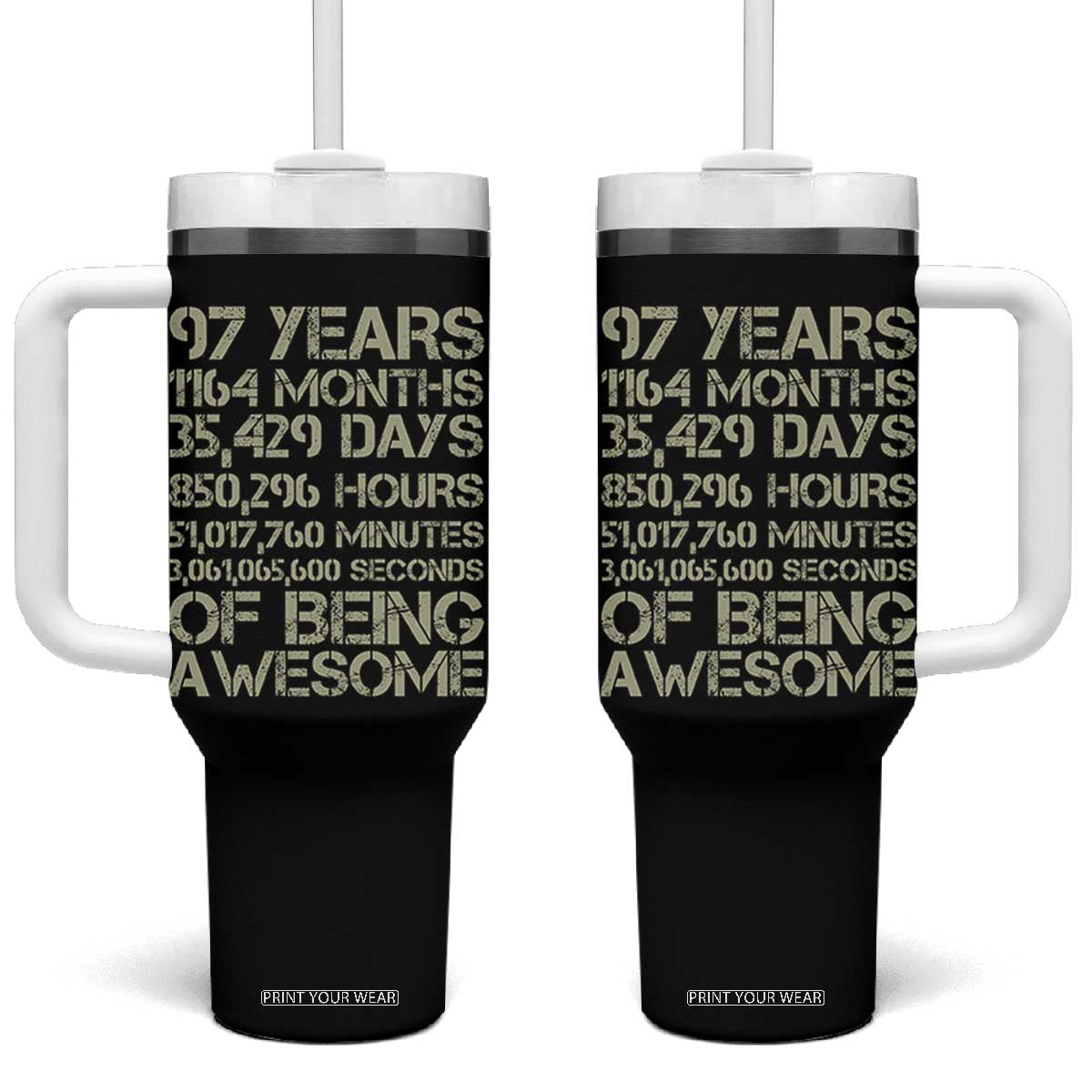 Vintage 97th Milestone Birthday Tumbler With Handle 97 Years Of Being Awesome