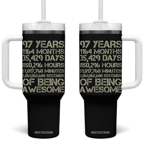 Vintage 97th Milestone Birthday Tumbler With Handle 97 Years Of Being Awesome