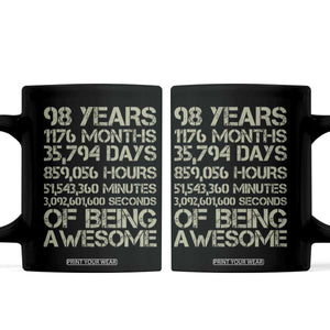 Vintage 98th Milestone Birthday Coffee Mug 98 Years Of Being Awesome