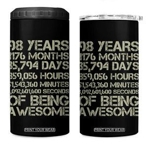 Vintage 98th Milestone Birthday 4 in 1 Can Cooler Tumbler 98 Years Of Being Awesome