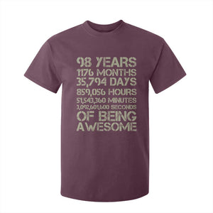 Vintage 98th Milestone Birthday T Shirt For Kid 98 Years Of Being Awesome