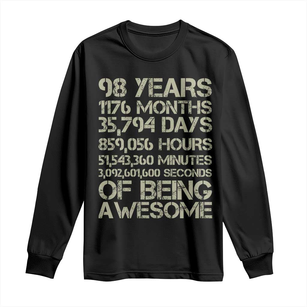 Vintage 98th Milestone Birthday Long Sleeve Shirt 98 Years Of Being Awesome