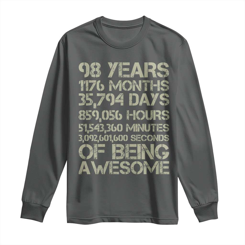 Vintage 98th Milestone Birthday Long Sleeve Shirt 98 Years Of Being Awesome