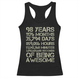 Vintage 98th Milestone Birthday Racerback Tank Top 98 Years Of Being Awesome
