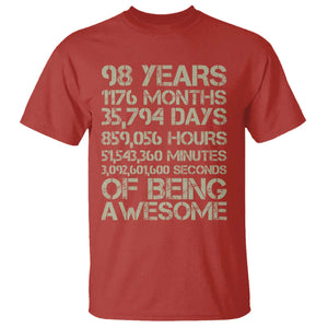 Vintage 98th Milestone Birthday T Shirt 98 Years Of Being Awesome