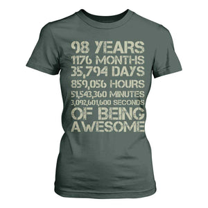 Vintage 98th Milestone Birthday T Shirt For Women 98 Years Of Being Awesome