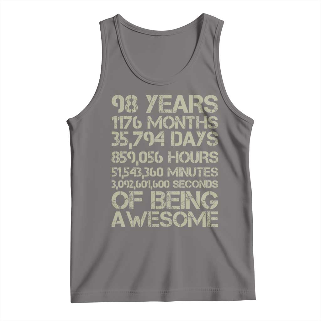 Vintage 98th Milestone Birthday Tank Top 98 Years Of Being Awesome