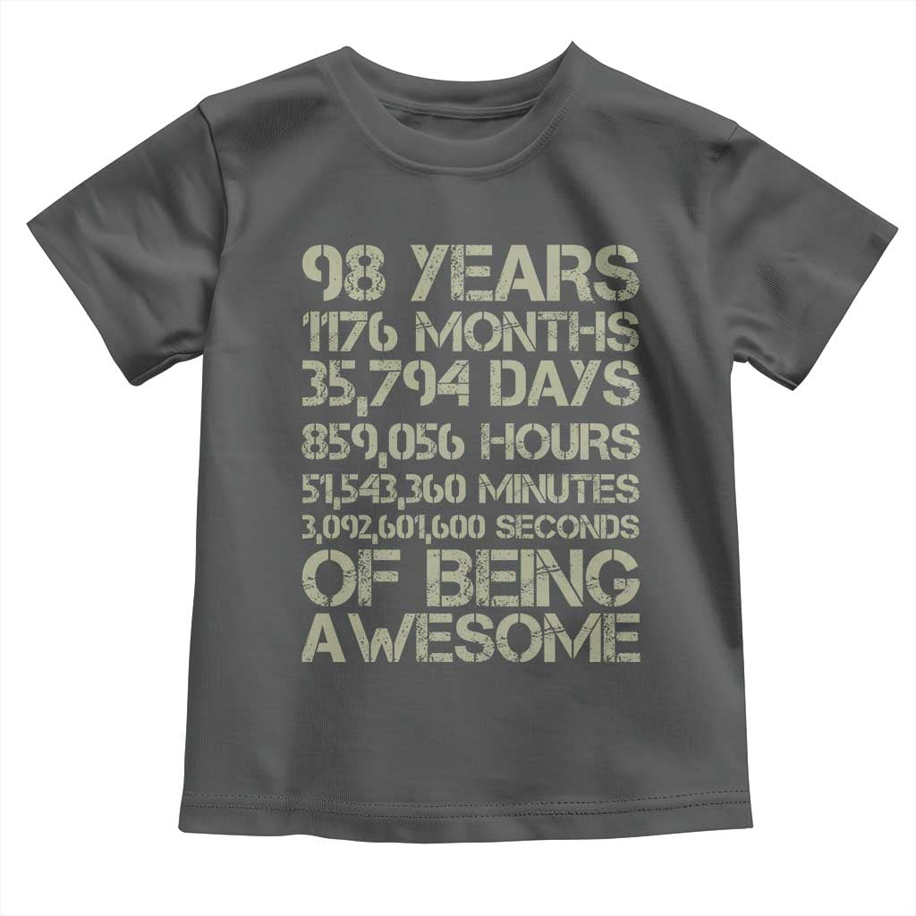 Vintage 98th Milestone Birthday Toddler T Shirt 98 Years Of Being Awesome