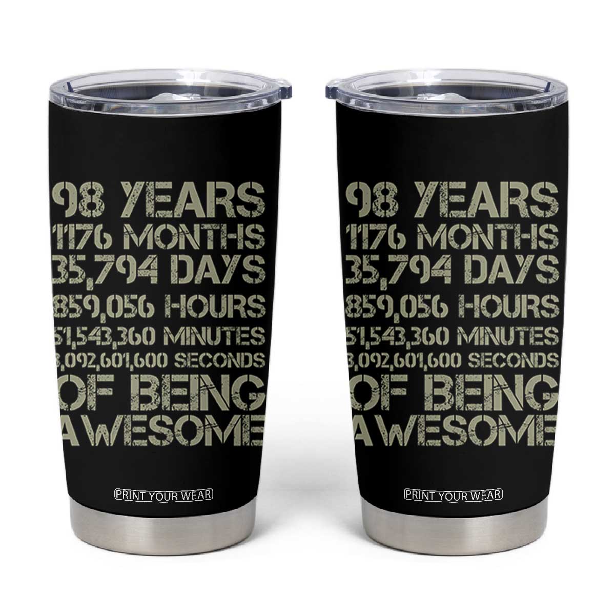 Vintage 98th Milestone Birthday Tumbler Cup 98 Years Of Being Awesome