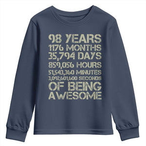 Vintage 98th Milestone Birthday Youth Sweatshirt 98 Years Of Being Awesome