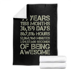 Vintage 99th Milestone Birthday Throw Blanket 99 Years Of Being Awesome