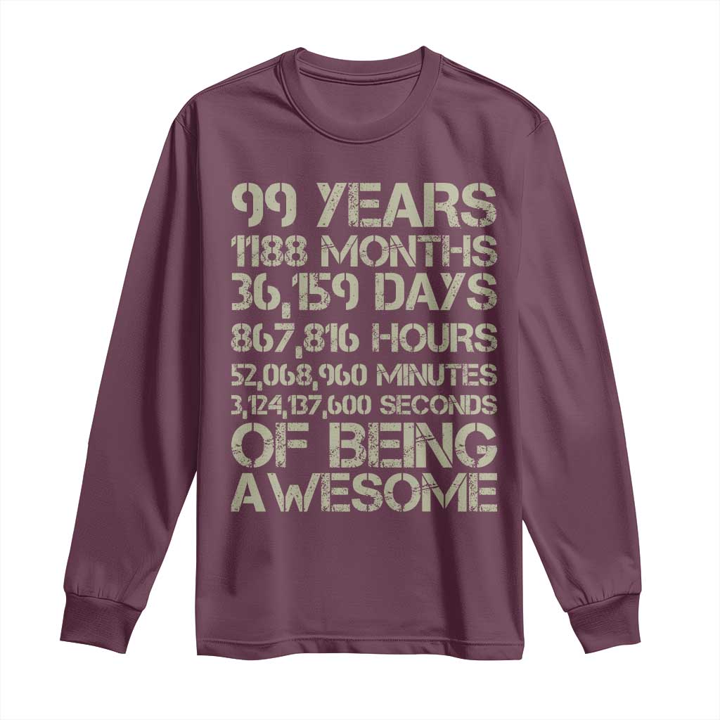 Vintage 99th Milestone Birthday Long Sleeve Shirt 99 Years Of Being Awesome