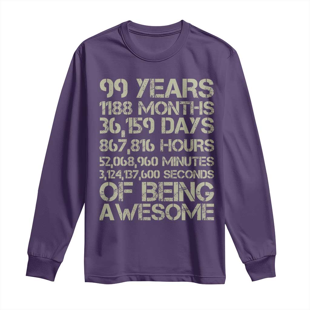 Vintage 99th Milestone Birthday Long Sleeve Shirt 99 Years Of Being Awesome