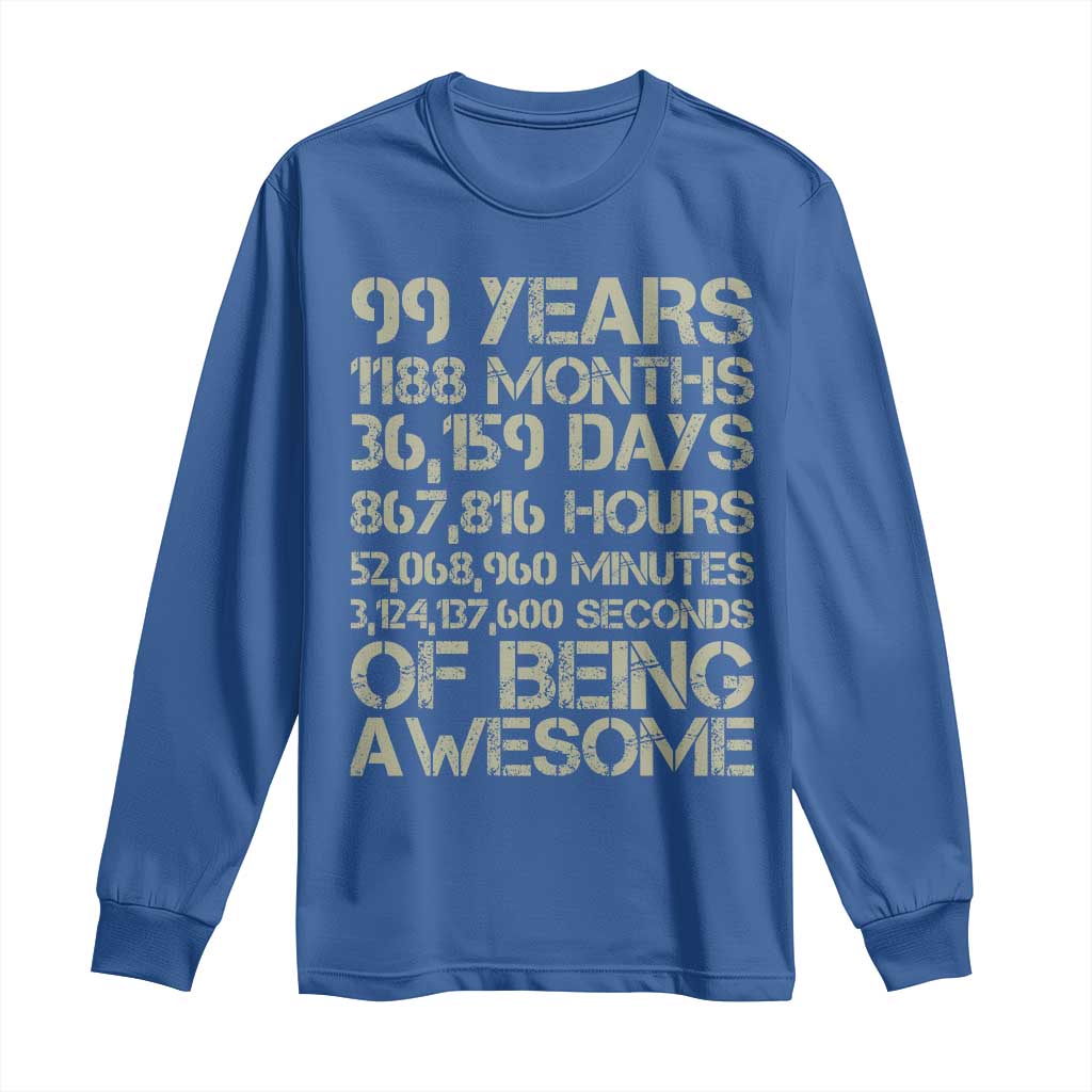 Vintage 99th Milestone Birthday Long Sleeve Shirt 99 Years Of Being Awesome