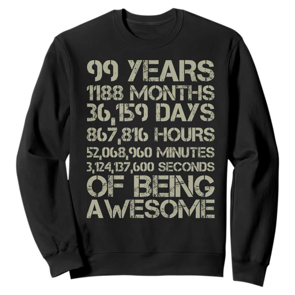Vintage 99th Milestone Birthday Sweatshirt 99 Years Of Being Awesome