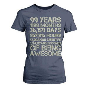 Vintage 99th Milestone Birthday T Shirt For Women 99 Years Of Being Awesome