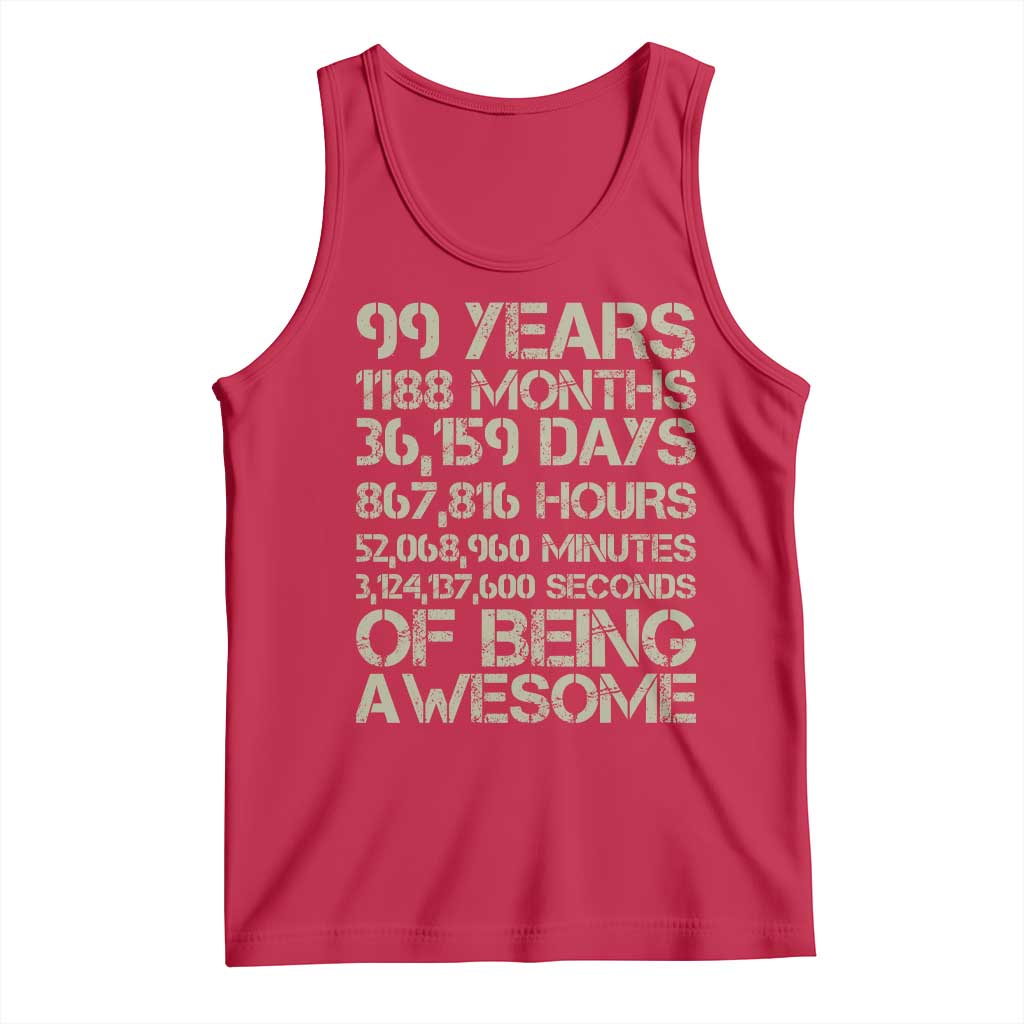 Vintage 99th Milestone Birthday Tank Top 99 Years Of Being Awesome