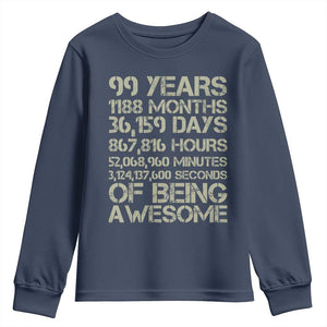 Vintage 99th Milestone Birthday Youth Sweatshirt 99 Years Of Being Awesome