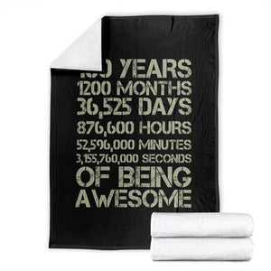Vintage 100th Milestone Birthday Throw Blanket 100 Years Of Being Awesome