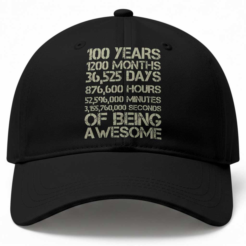 Vintage 100th Milestone Birthday Baseball Cap 100 Years Of Being Awesome