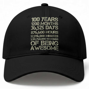 Vintage 100th Milestone Birthday Baseball Cap 100 Years Of Being Awesome