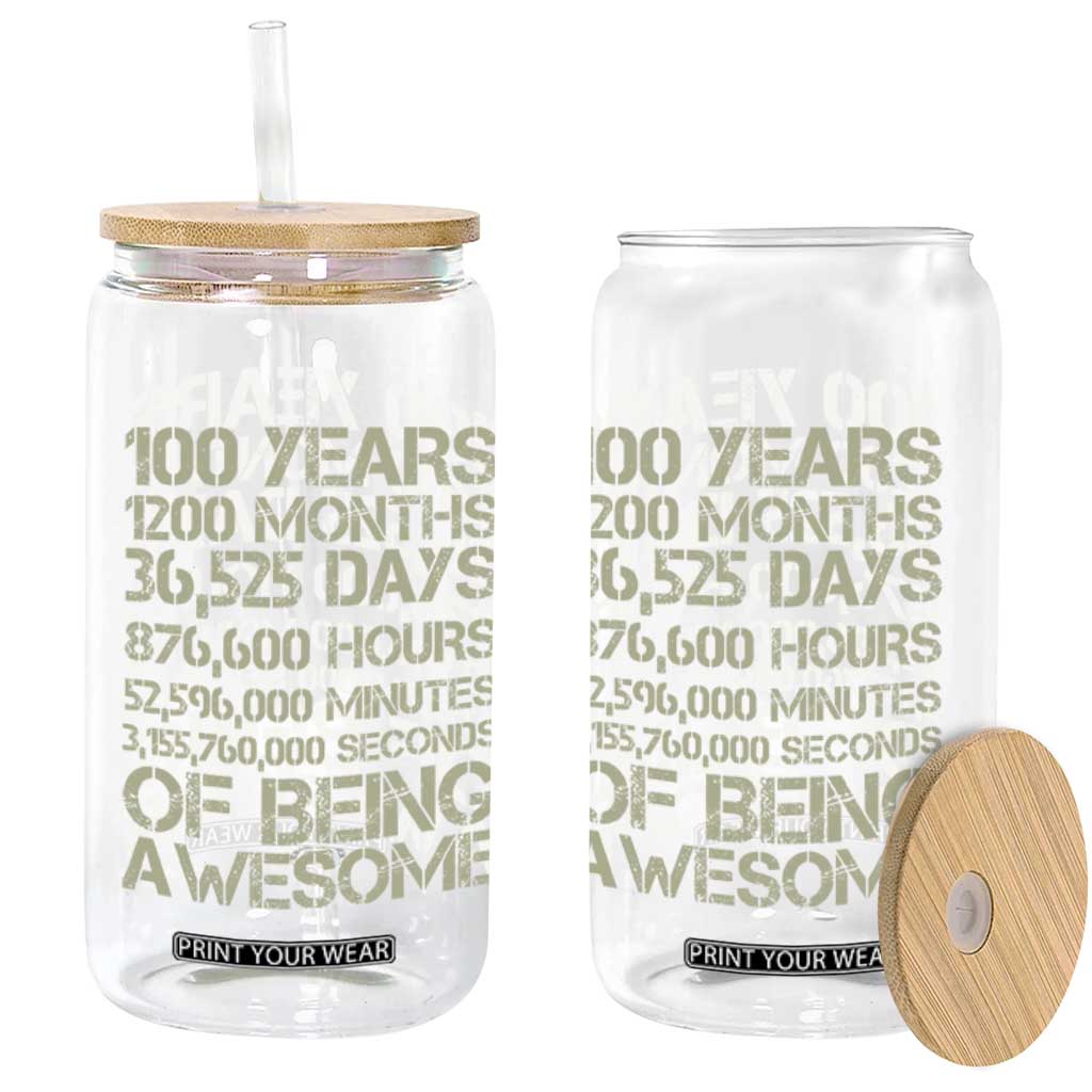 Vintage 100th Milestone Birthday Glass Can 100 Years Of Being Awesome
