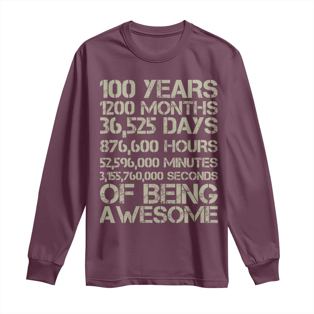 Vintage 100th Milestone Birthday Long Sleeve Shirt 100 Years Of Being Awesome