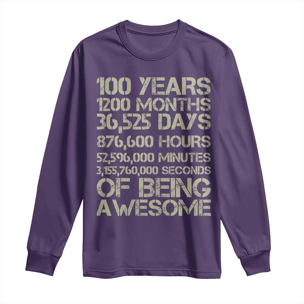 Vintage 100th Milestone Birthday Long Sleeve Shirt 100 Years Of Being Awesome