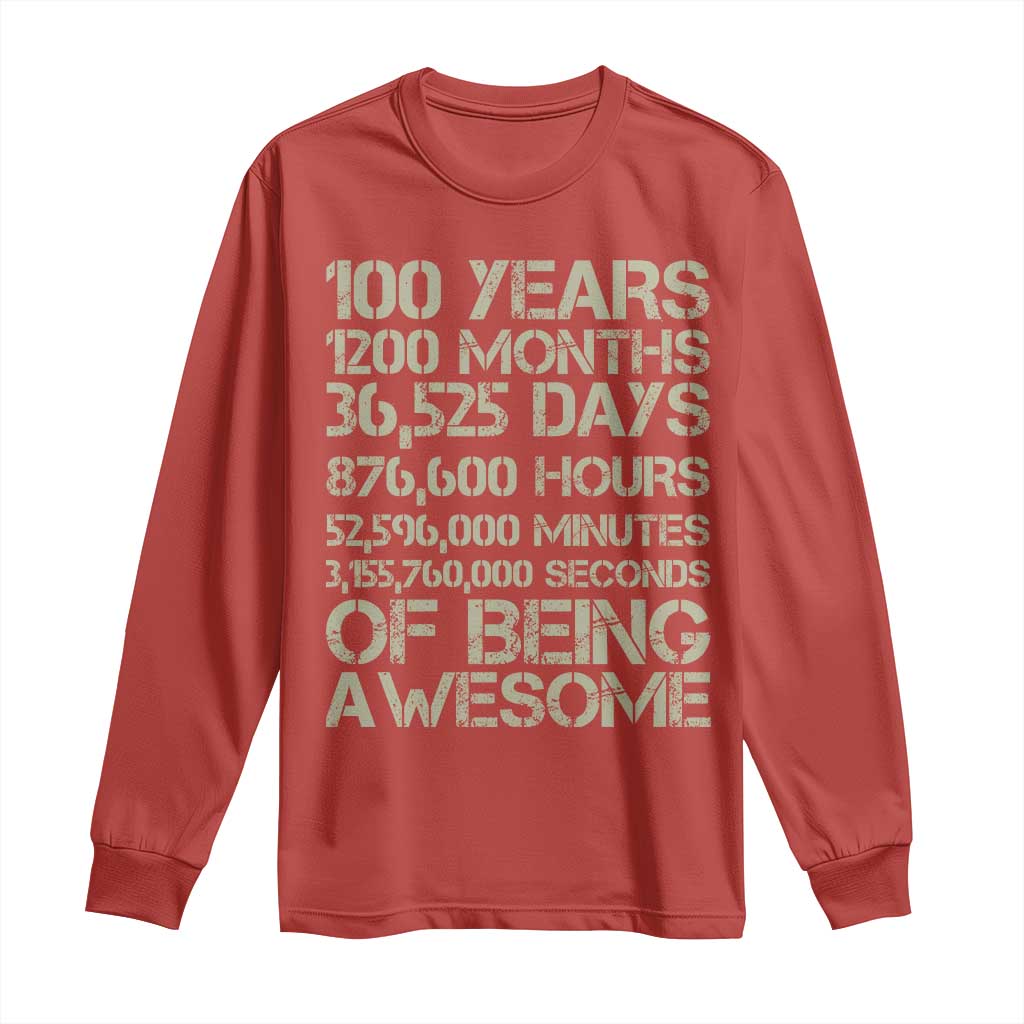 Vintage 100th Milestone Birthday Long Sleeve Shirt 100 Years Of Being Awesome