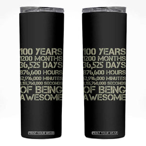Vintage 100th Milestone Birthday Skinny Tumbler 100 Years Of Being Awesome