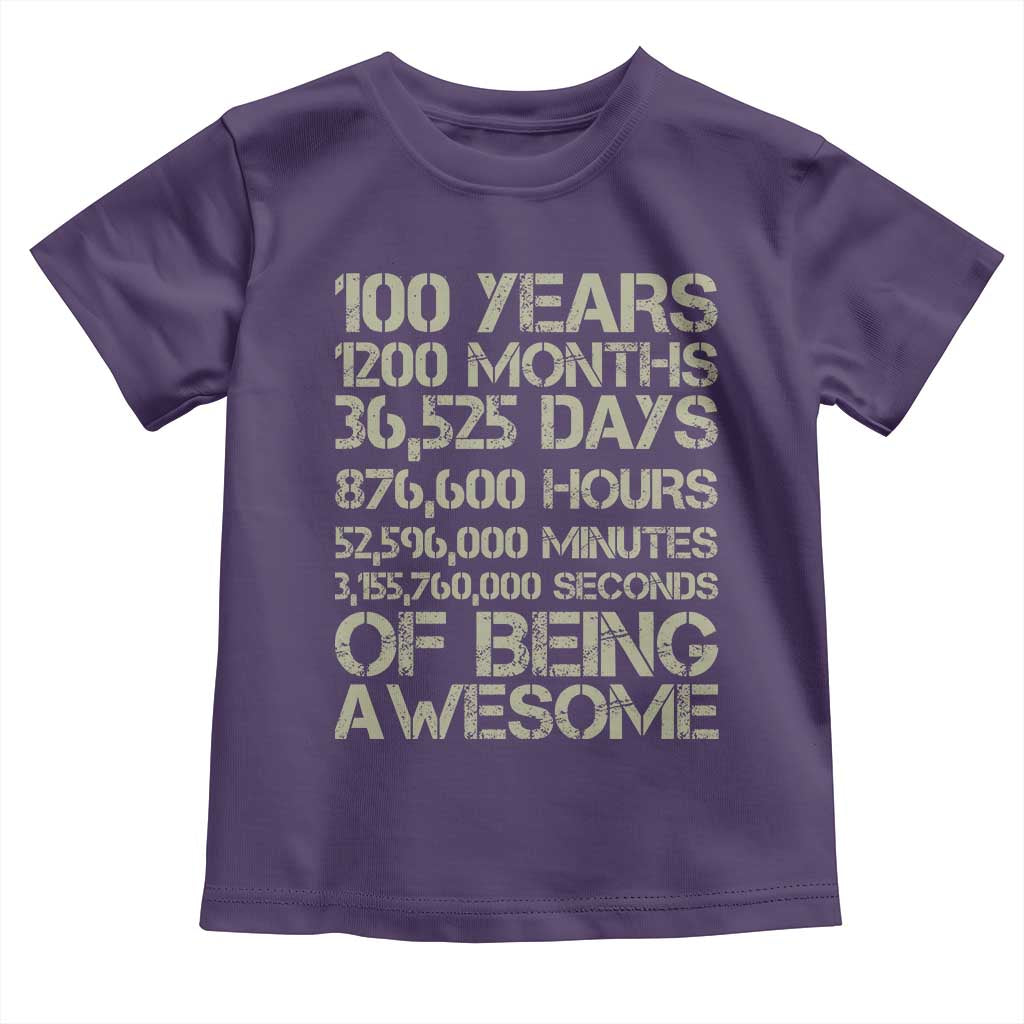 Vintage 100th Milestone Birthday Toddler T Shirt 100 Years Of Being Awesome