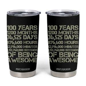 Vintage 100th Milestone Birthday Tumbler Cup 100 Years Of Being Awesome