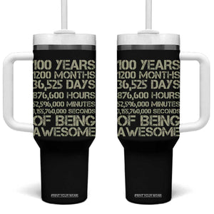 Vintage 100th Milestone Birthday Tumbler With Handle 100 Years Of Being Awesome