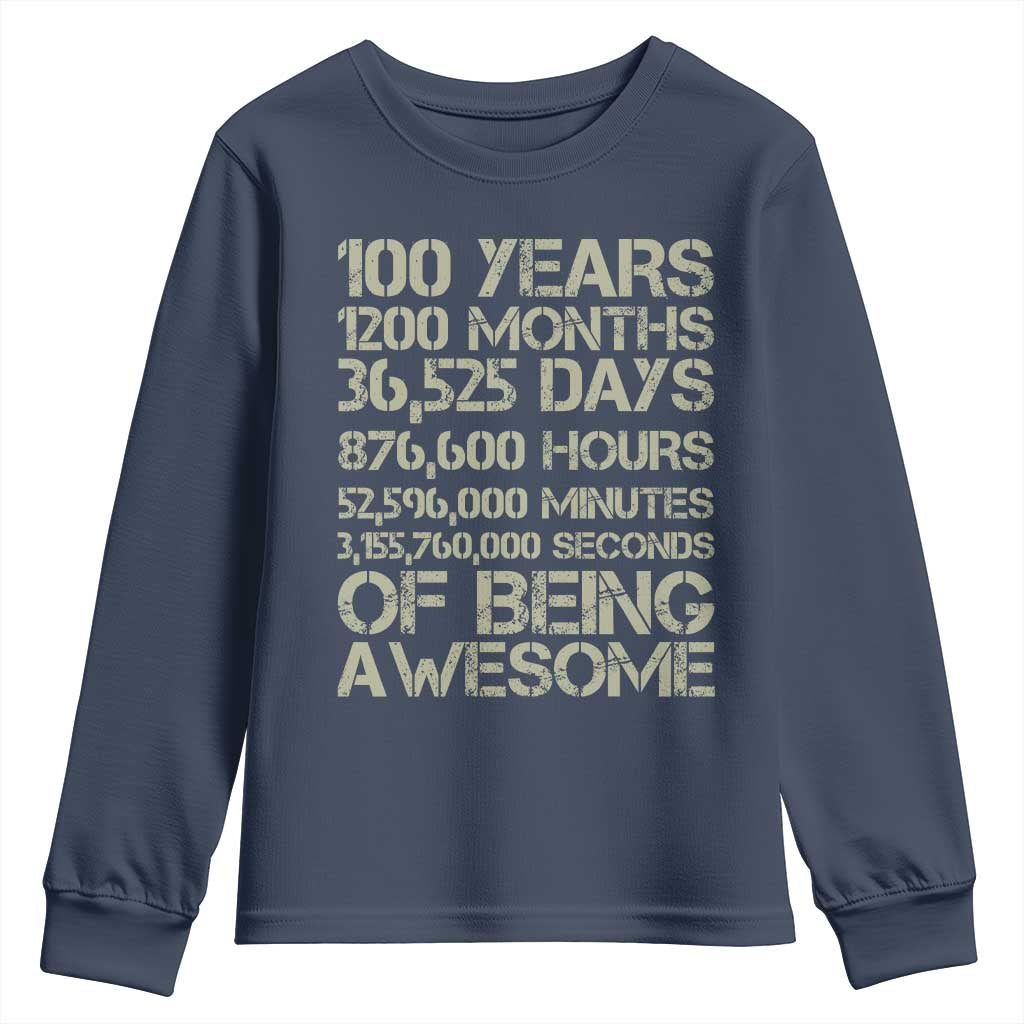 Vintage 100th Milestone Birthday Youth Sweatshirt 100 Years Of Being Awesome