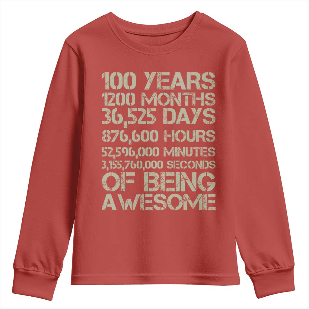 Vintage 100th Milestone Birthday Youth Sweatshirt 100 Years Of Being Awesome