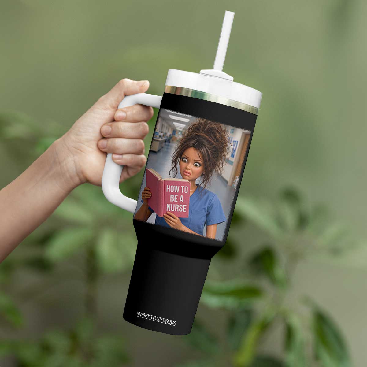 Funny Nursing Student Doll Face Meme Tumbler With Handle Future Nurse Gift
