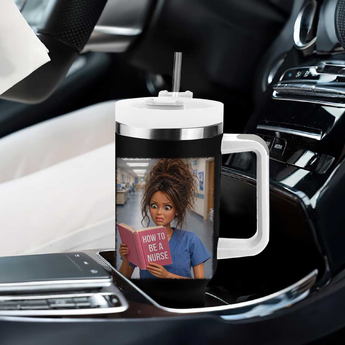 Funny Nursing Student Doll Face Meme Tumbler With Handle Future Nurse Gift