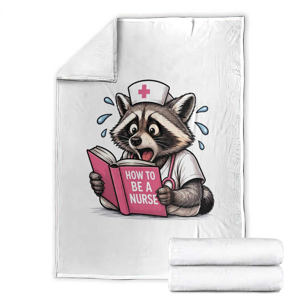 Funny Raccoon Nursing Student Healthcare Gift Throw Blanket