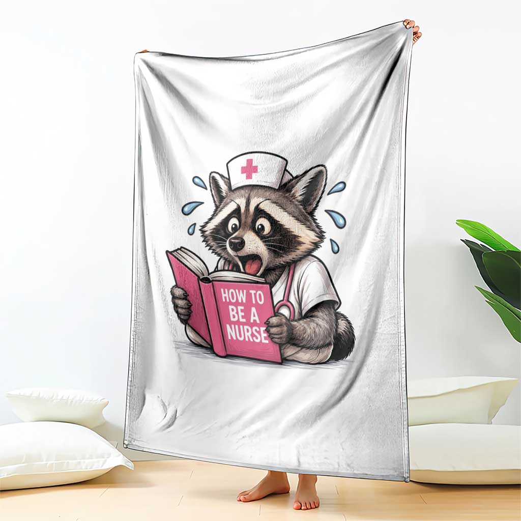 Funny Raccoon Nursing Student Healthcare Gift Throw Blanket
