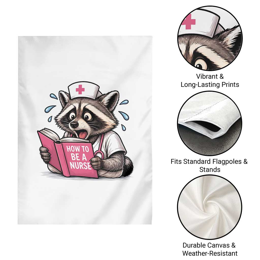 Funny Raccoon Nursing Student Healthcare Gift Garden Flag