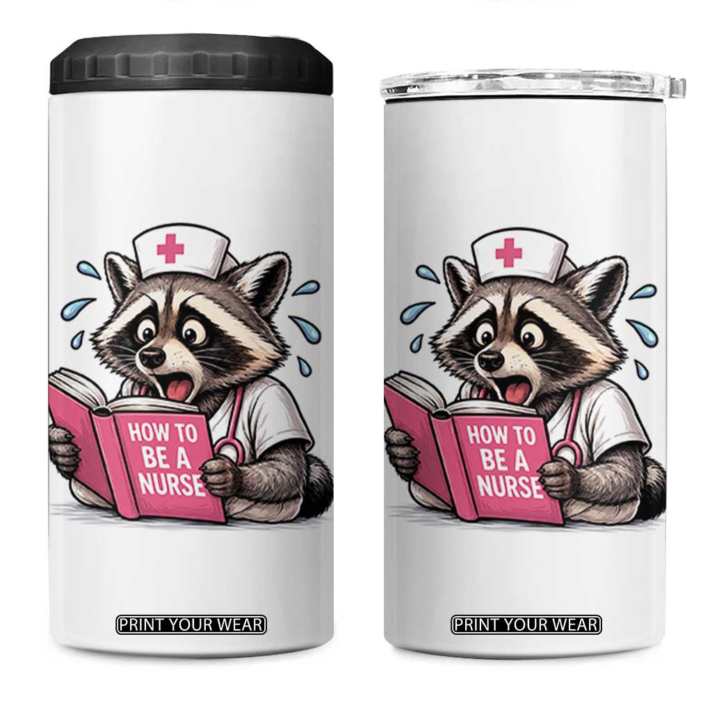 Funny Raccoon Nursing Student Healthcare Gift 4 in 1 Can Cooler Tumbler
