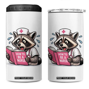 Funny Raccoon Nursing Student Healthcare Gift 4 in 1 Can Cooler Tumbler